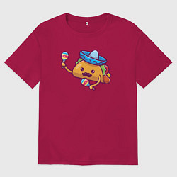 Футболка оверсайз мужская Мексиканский такос, цвет: маджента