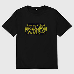 Футболка оверсайз мужская Звездные войны надпись, цвет: черный
