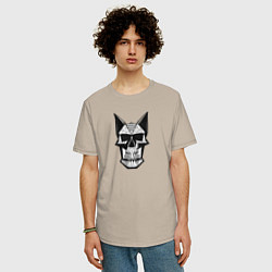 Футболка оверсайз мужская Skull symbol, цвет: миндальный — фото 2