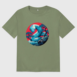 Футболка оверсайз мужская Japan serpent, цвет: авокадо