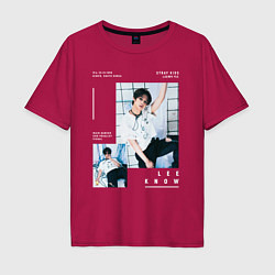 Футболка оверсайз мужская Lee know stray kids rockstar, цвет: маджента