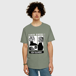 Футболка оверсайз мужская Токийский Гуль Kaneki Ken, цвет: авокадо — фото 2