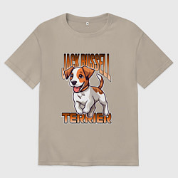 Футболка оверсайз мужская Собака Джек-рассел-терьер, цвет: миндальный