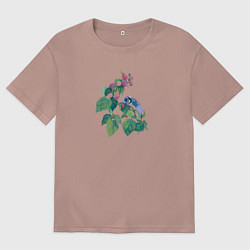 Футболка оверсайз мужская Синица на малине, цвет: пыльно-розовый