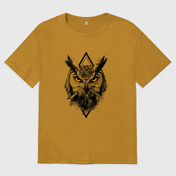 Футболка оверсайз мужская Ушастая сова, цвет: горчичный