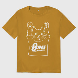 Футболка оверсайз мужская David Bowie - cat rock, цвет: горчичный