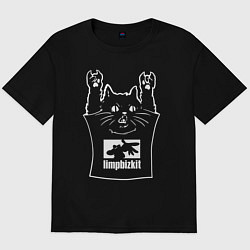 Футболка оверсайз мужская Limp Bizkit - cat rock, цвет: черный