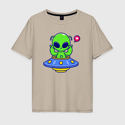 Футболка оверсайз мужская Love alien, цвет: миндальный