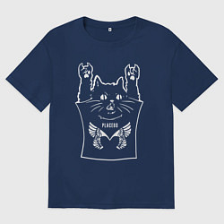 Футболка оверсайз мужская Placebo - cat rock, цвет: тёмно-синий