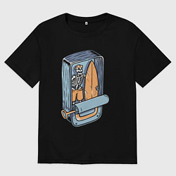 Футболка оверсайз мужская Серфер в консерве, цвет: черный