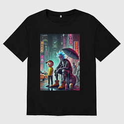 Футболка оверсайз мужская Rick and Morty are homeless people from New York, цвет: черный