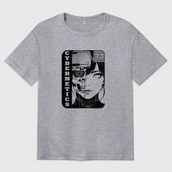 Футболка оверсайз мужская Техногенная девушка-андроид, цвет: меланж