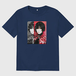 Футболка оверсайз мужская Winter K-pop, цвет: тёмно-синий