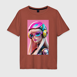 Футболка оверсайз мужская Sweet Barbie - cyberpunk, цвет: кирпичный