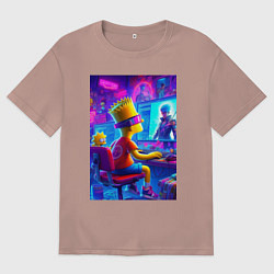 Футболка оверсайз мужская Барт и Мэгги выбирают персонажа, цвет: пыльно-розовый