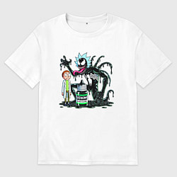 Футболка оверсайз мужская Morty and Rick-Venom - ai art fantasy, цвет: белый