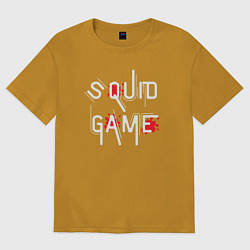 Футболка оверсайз мужская Squid game blood, цвет: горчичный