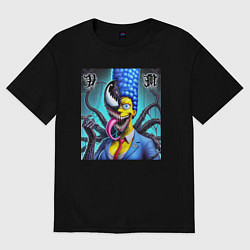 Футболка оверсайз мужская Веном вселился в Мардж Симпсон - прикол, цвет: черный