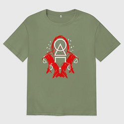 Футболка оверсайз мужская Солдаты игры в кальмара, цвет: авокадо