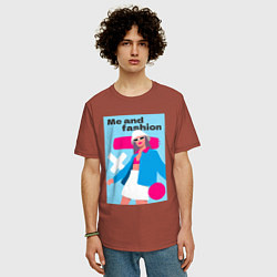 Футболка оверсайз мужская Я и мода pop art, цвет: кирпичный — фото 2