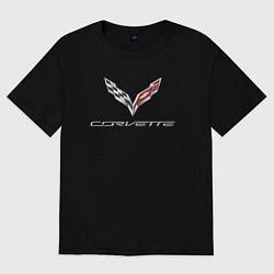 Футболка оверсайз мужская Chevrolet Corvette - racing team, цвет: черный