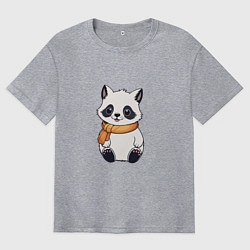 Футболка оверсайз мужская Милый белый енот, цвет: меланж