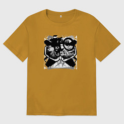 Футболка оверсайз мужская Лесные райдеры, цвет: горчичный