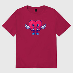 Футболка оверсайз мужская Сердечко с сердечком, цвет: маджента