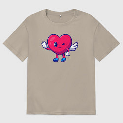 Футболка оверсайз мужская Сердечный приветик, цвет: миндальный