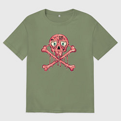 Футболка оверсайз мужская Розовый черепок, цвет: авокадо