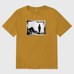 Футболка оверсайз мужская Путешествия по тропам, цвет: горчичный