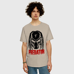 Футболка оверсайз мужская Хищник - шлем, цвет: миндальный — фото 2