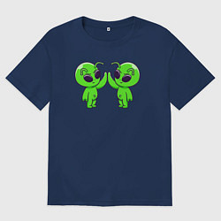 Футболка оверсайз мужская Пришелец дай пять, цвет: тёмно-синий