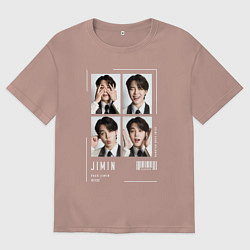 Футболка оверсайз мужская Jimin bts 4cut, цвет: пыльно-розовый