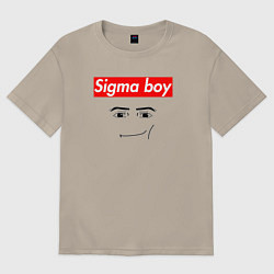 Футболка оверсайз мужская Sigma boy roblox face - gaming meme collab, цвет: миндальный