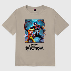 Футболка оверсайз мужская Donald Trump and Venom - meme, цвет: миндальный