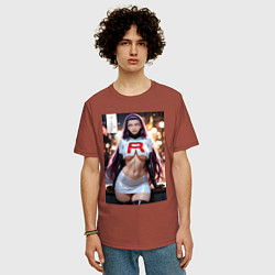 Футболка оверсайз мужская Джесси Команда R Покемон, цвет: кирпичный — фото 2