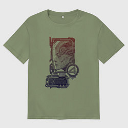 Футболка оверсайз мужская Биокиборг в профиль, цвет: авокадо