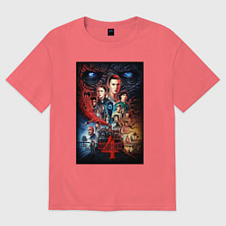 Футболка оверсайз мужская Stranger Things 4, цвет: коралловый