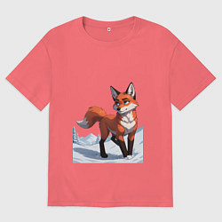 Футболка оверсайз мужская Лисица-сестрица, цвет: коралловый