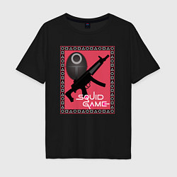 Футболка оверсайз мужская Squid game gun and mask, цвет: черный
