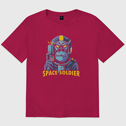 Футболка оверсайз мужская Monkey space soldier, цвет: маджента