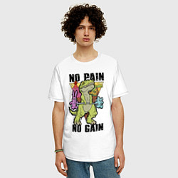 Футболка оверсайз мужская T Rex GYM - no pain no gain, цвет: белый — фото 2