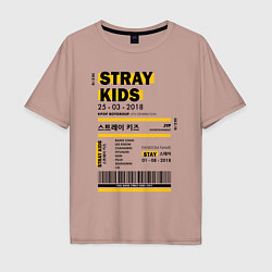 Футболка оверсайз мужская Stray kids ticket, цвет: пыльно-розовый
