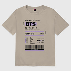 Футболка оверсайз мужская Bts ticket, цвет: миндальный