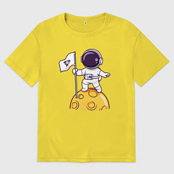 Футболка оверсайз мужская Астронавт прибыл на луну, цвет: желтый