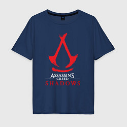 Футболка оверсайз мужская Assassins Creed Shadows - badge, цвет: тёмно-синий