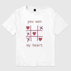 Футболка оверсайз мужская You won my heart, цвет: белый