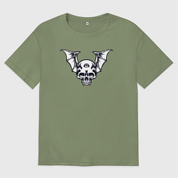 Футболка оверсайз мужская Bat skull, цвет: авокадо