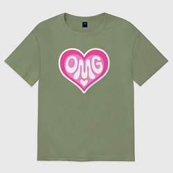 Футболка оверсайз мужская Oh my god love, цвет: авокадо